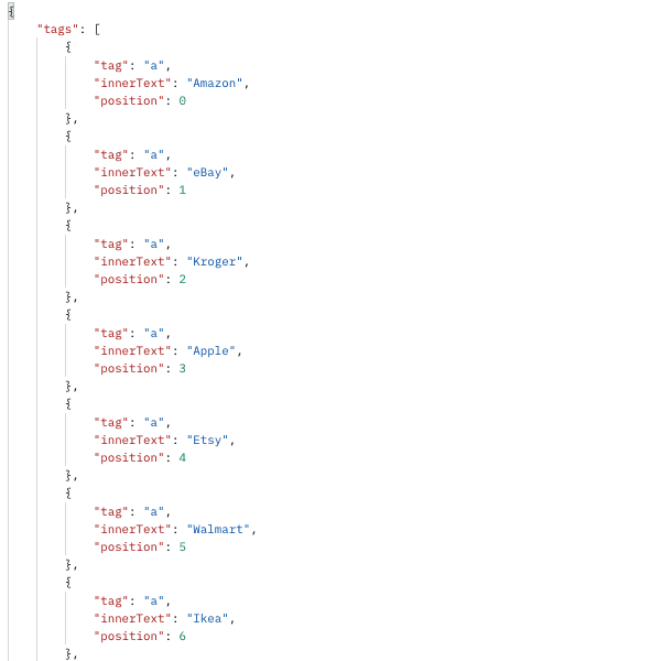 A screenshot of the response from the Extract endpoint.