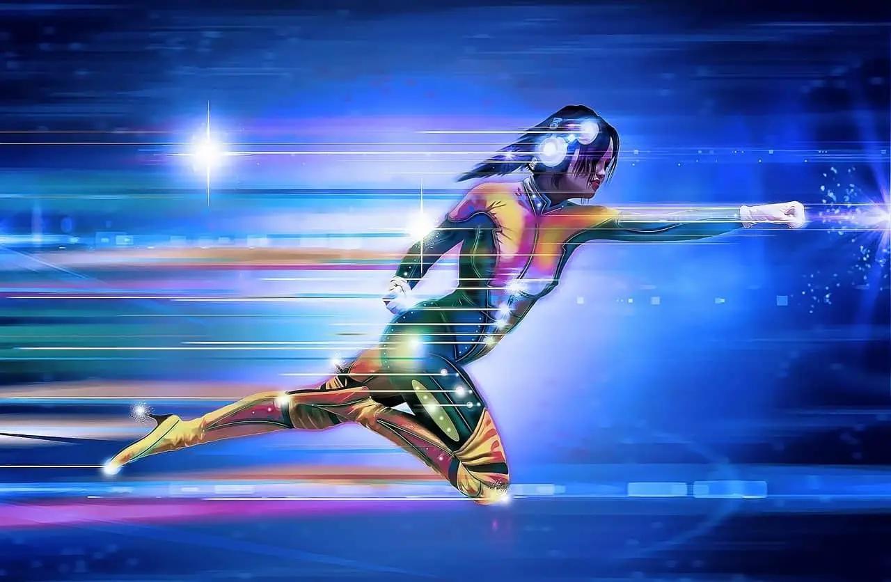 Digital Art of A Woman Running Fast.