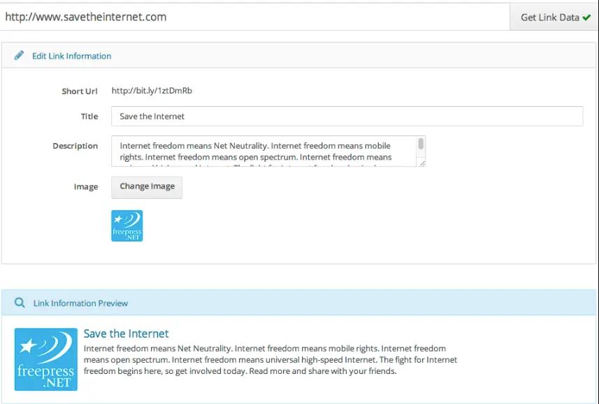 Screen shot of a link preview using Open Graph.