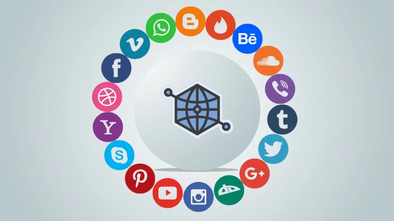 Opengraph logo at the center of a social media network.